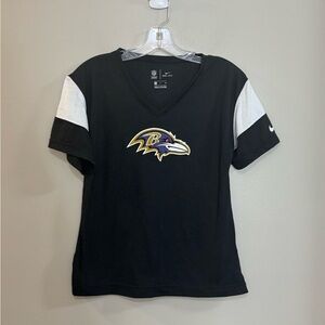Women's NFL Team Nike Dri-Fit Baltimore Ravens V-Neck Short Sleeve Tee. Size S